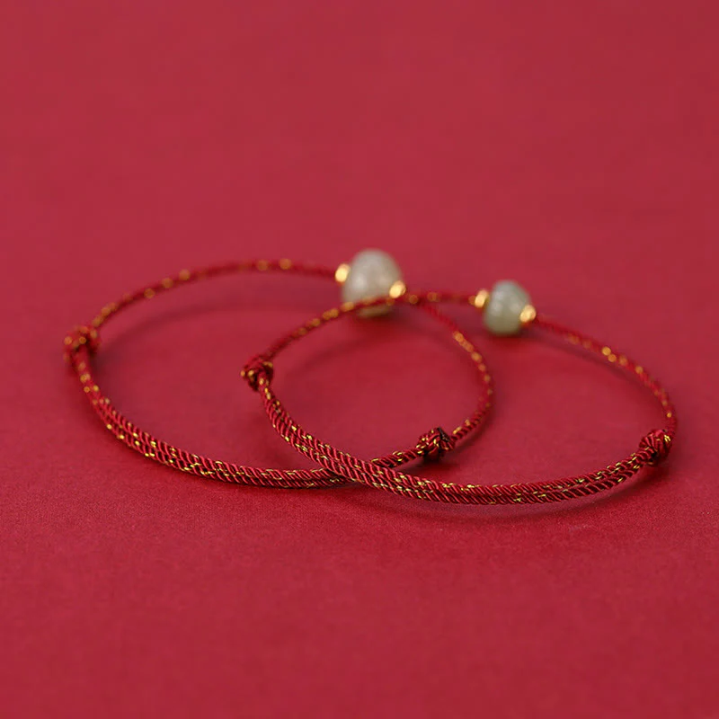 Buddha Stones 925 Sterling Silver Plated Gold Hetian Jade Lotus Luck Red String Bracelet
