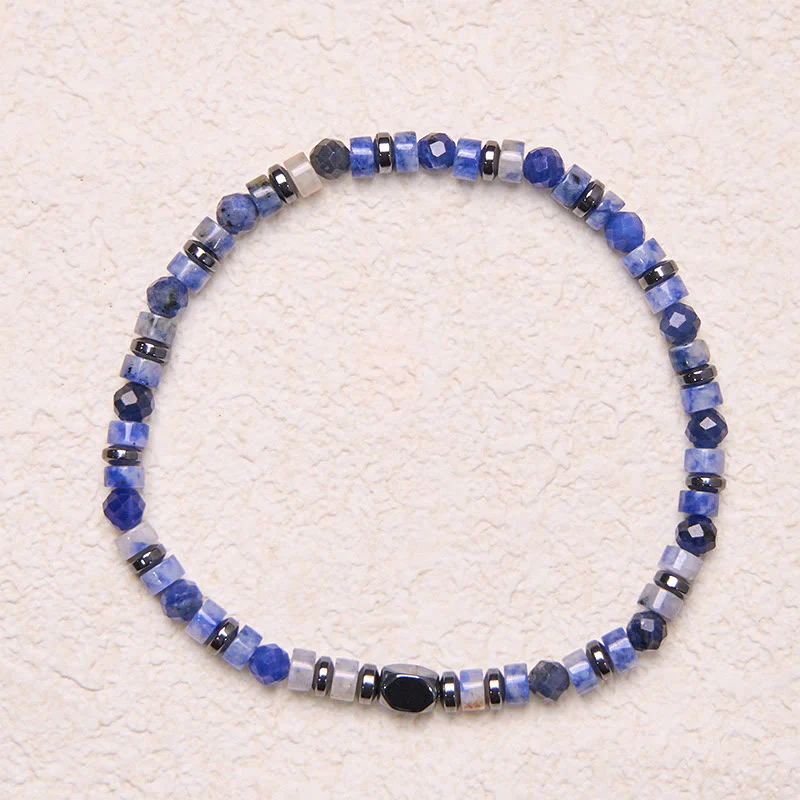 Buddha Stone Sodalite Hematite Blue Aventurine Intuition Bracelet