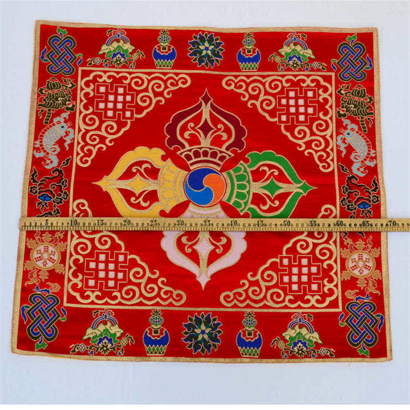 Buddha Stones Flower Endless Knot Prayer Altar Mat Healing Meditation 8 Auspicious Symbols Mat Table Runner