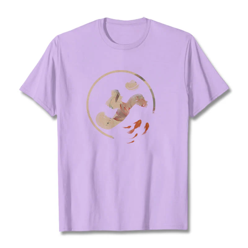 Buddha Stones OM Lotus Koi Fish Cotton Tee T-shirt