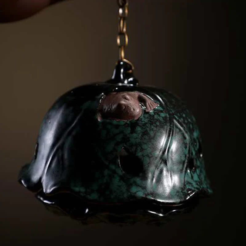 Buddha Stones Tibetan Lotus Blessing Ceramic Incense Burner Decoration