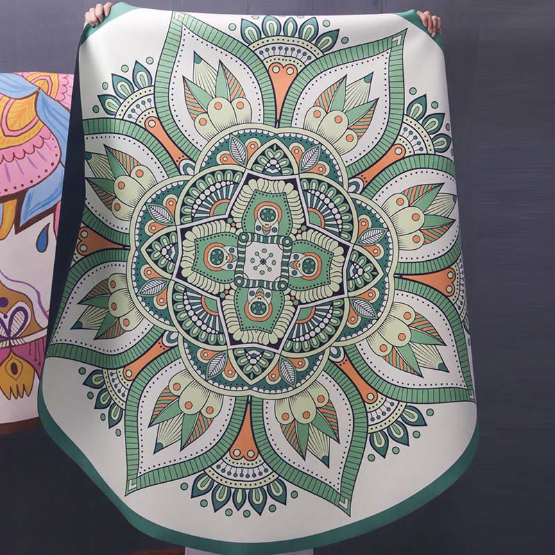 Buddha Stones Tibetan Lotus Mandala Enlightenment Foldable Natural Rubber Yoga Mat Decoration