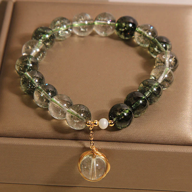 Buddha Stones Natural Green Phantom Crystal Lucky Bracelet