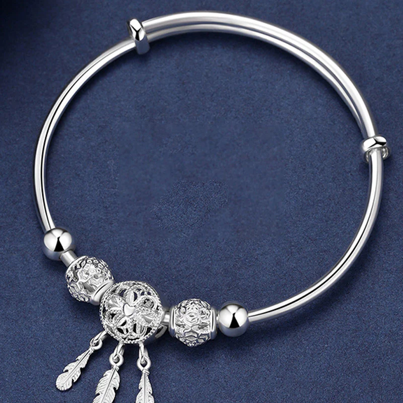 Buddha Stones Tibetan White Copper Blessing Dream Catcher Charm Bracelet