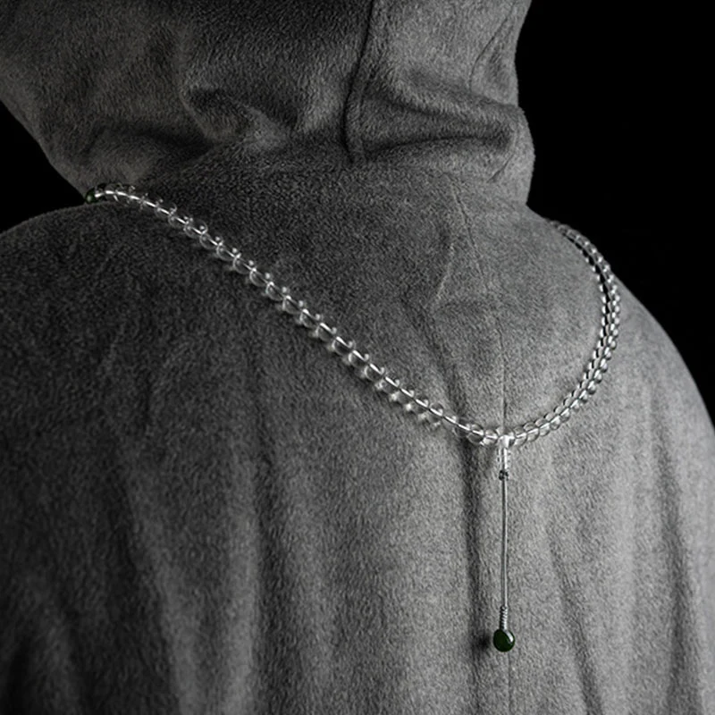 Buddha Stones 108 Beads White Crystal Jade Meditation Bracelet Mala