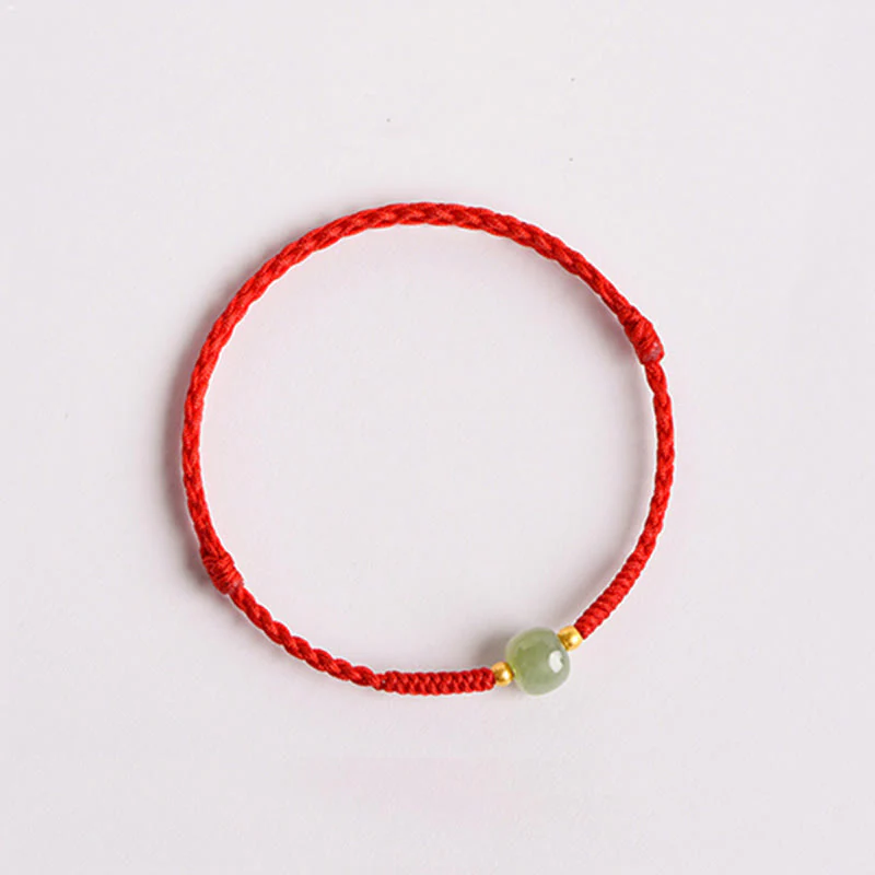 Buddha Stones Handmade Jade Lucky Bead Prosperity Braided Bracelet
