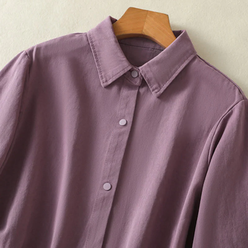 Buddha Stones Plain Button Design Stand Collar Women's Cotton Jacket