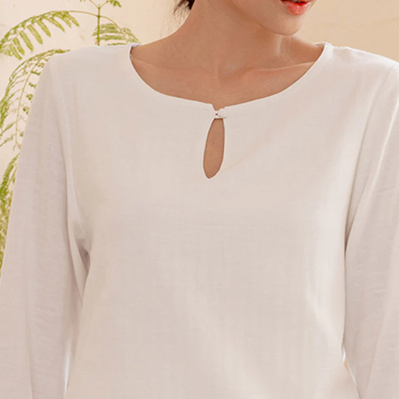 Buddha Stones 2Pcs Simple Design Tai Chi Meditation Yoga Clothing Top Pants Women's Set