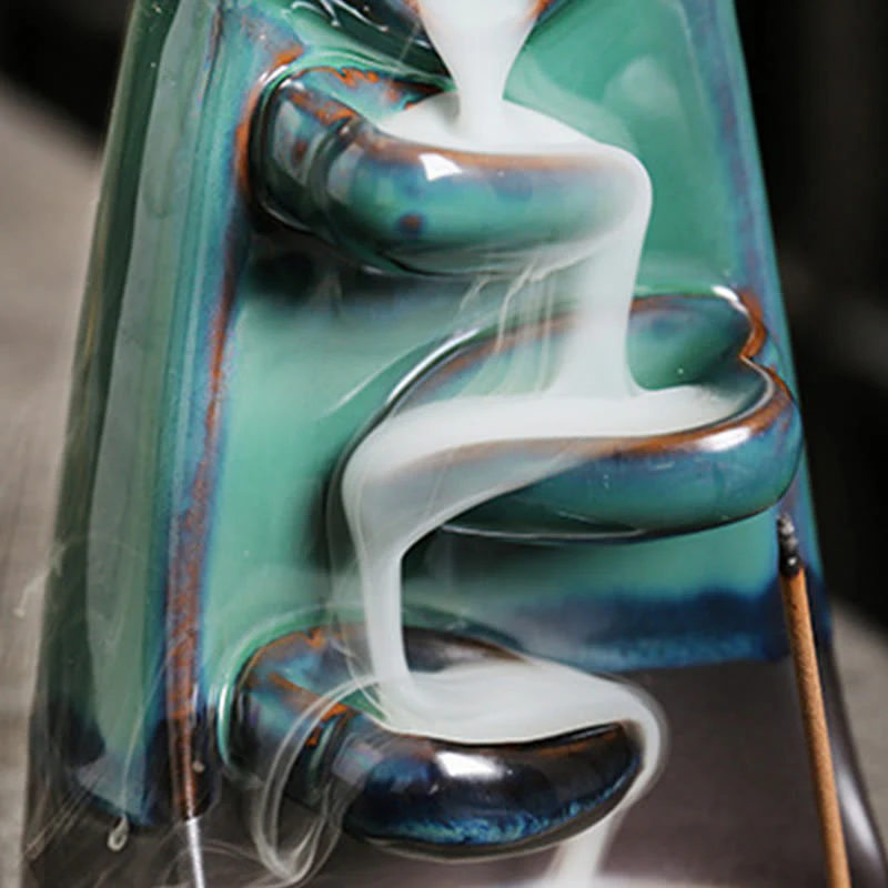 Buddha Stones Lovers Couple Embrace Love Ceramic Backflow Smoke Fountain Healing Incense Burner Decoration