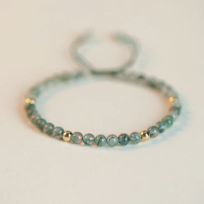 Buddha Stones Moss Agate Lucky Balance Bracelet