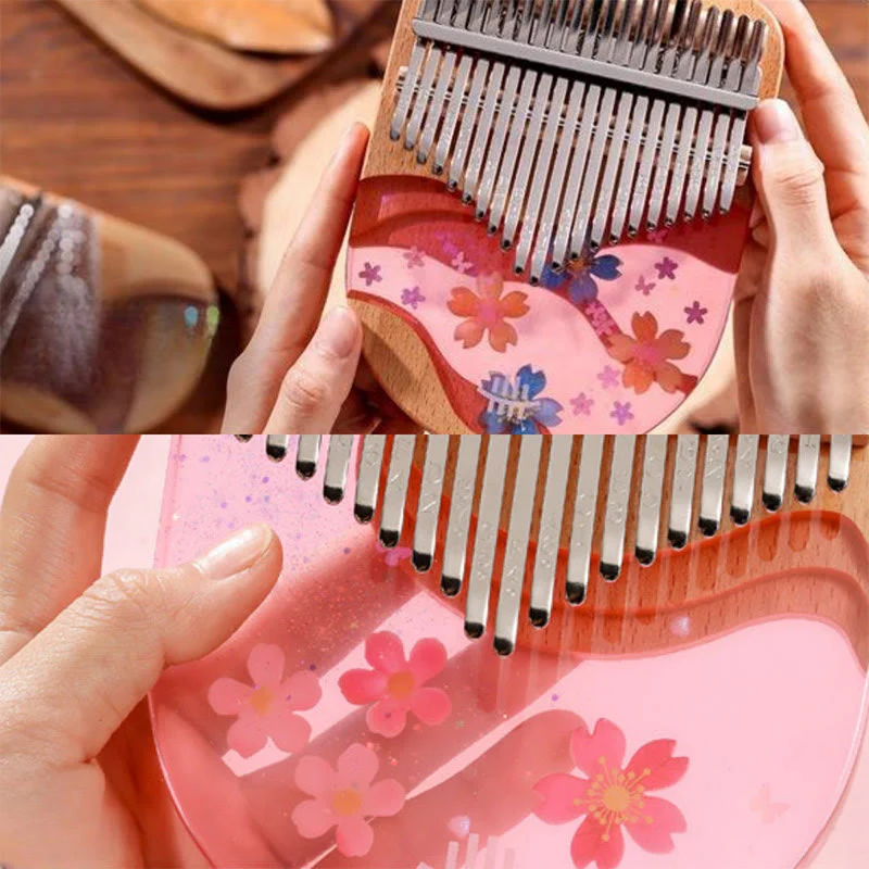 Buddha Stones Kalimba 17/21 Keys Thumb Piano Beech Wood Pink Cherry Portable Finger Piano