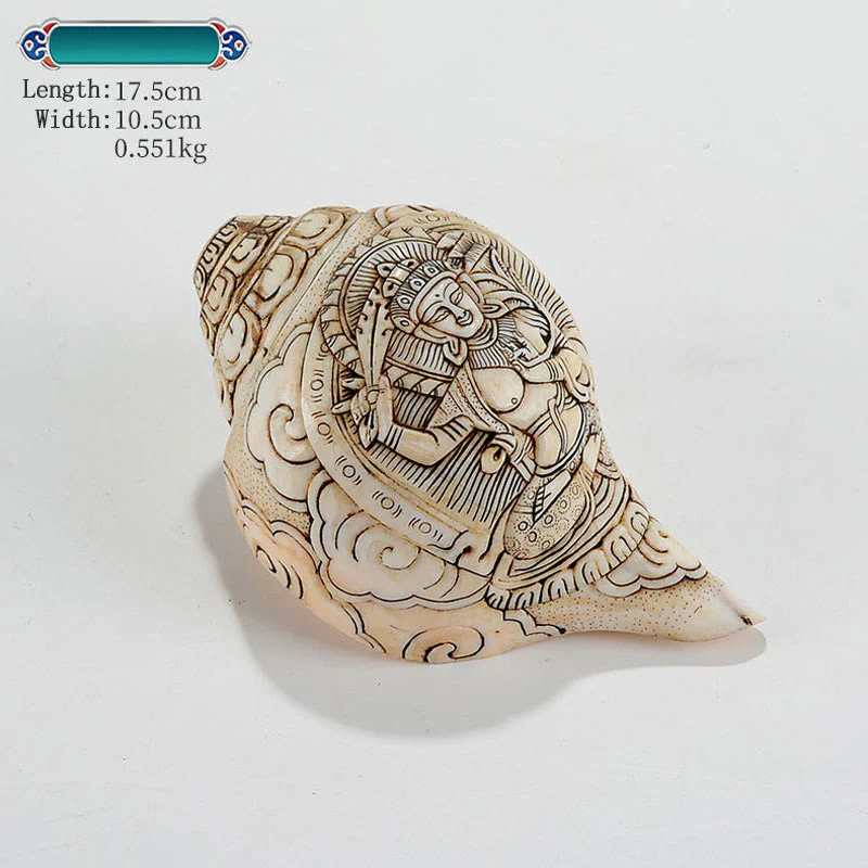 Buddha Stones Tibetan Handmade Engraved Shankha Buddha Avalokitesvara Conch Shell Wealth Decoration