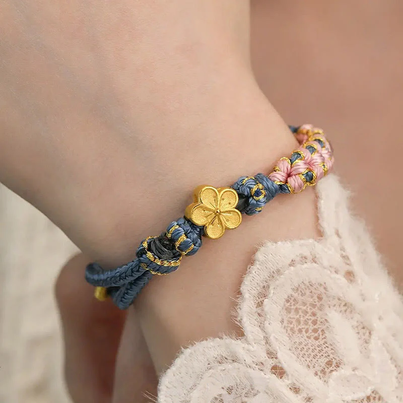 Buddha Stones Peach Blossom Design Wealth String Bracelet