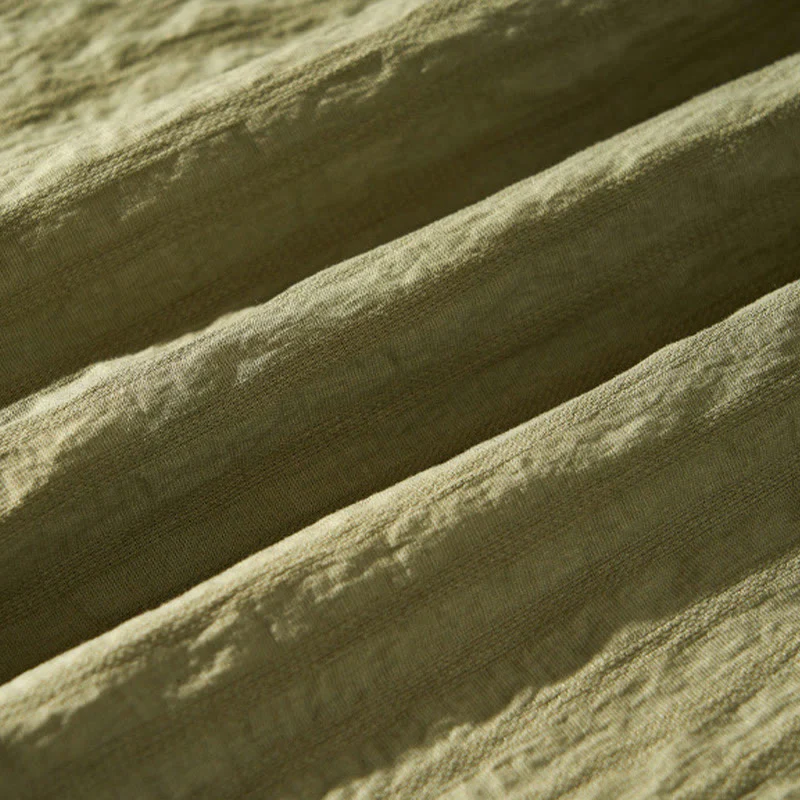 Buddha Stones Summer Solid Breathable Men's Buttons Short Sleeve Tencel Shirt