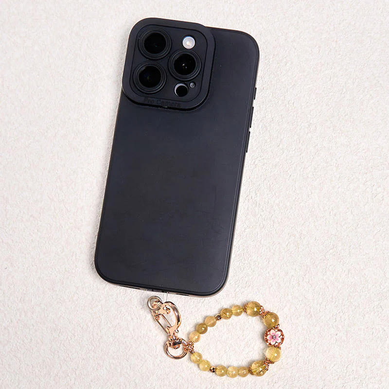 Buddha Stones Golden Rutilated Quartz Wealth Key Chain Hanging Decoration