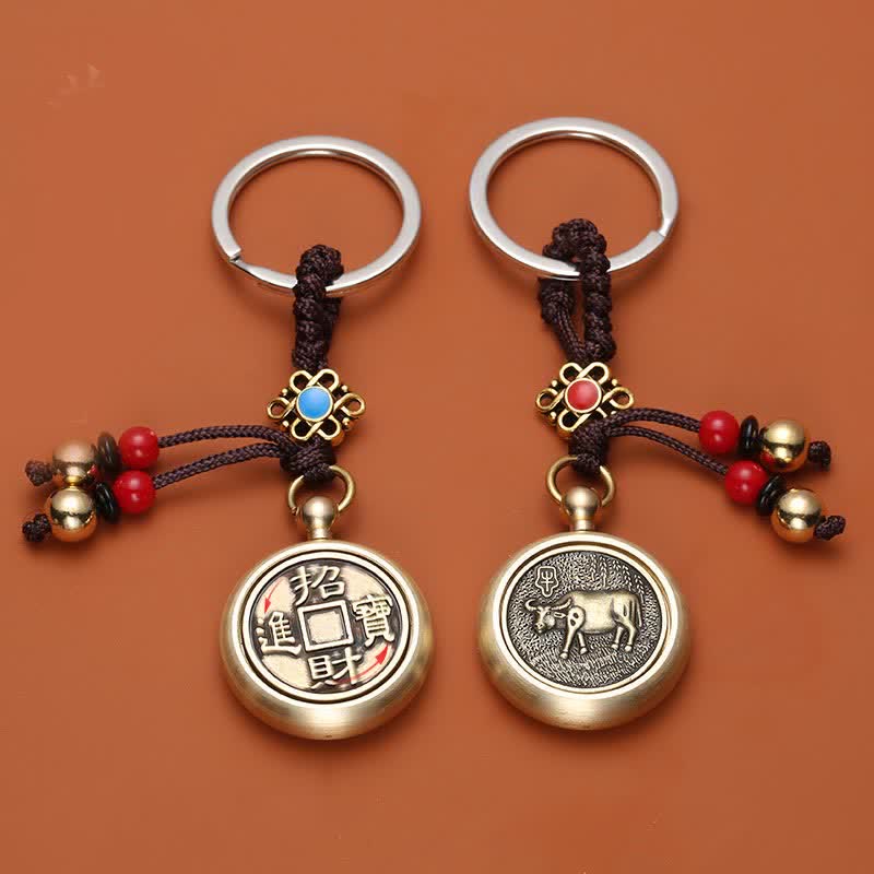 Buddha Stones 12 Chinese Zodiac Blessing Wealth Fortune Keychain