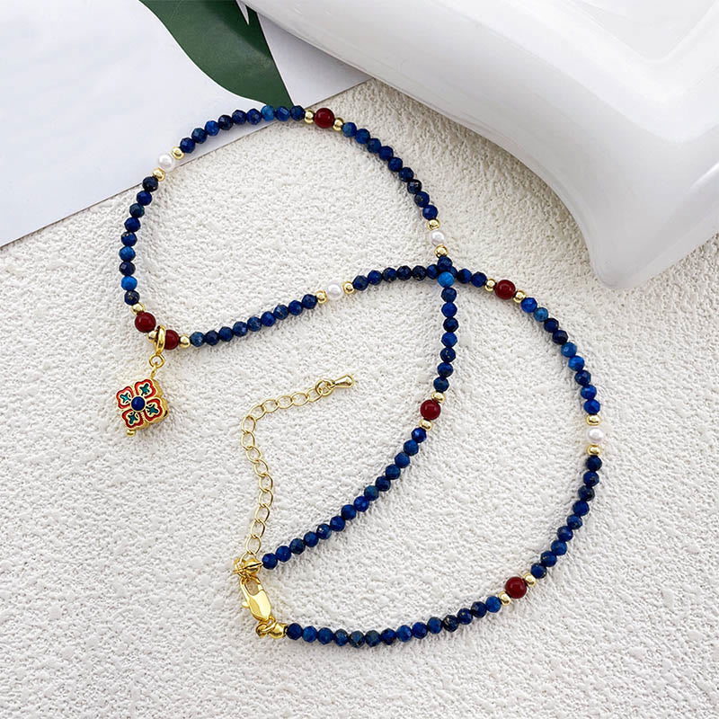 Buddha Stones Lazurite Pearl Positive Necklace Pendant