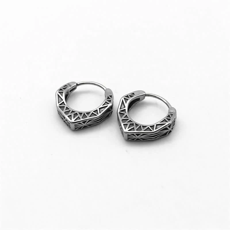 Buddha Stones Viking Hoop Titanium Steel Balance Earrings