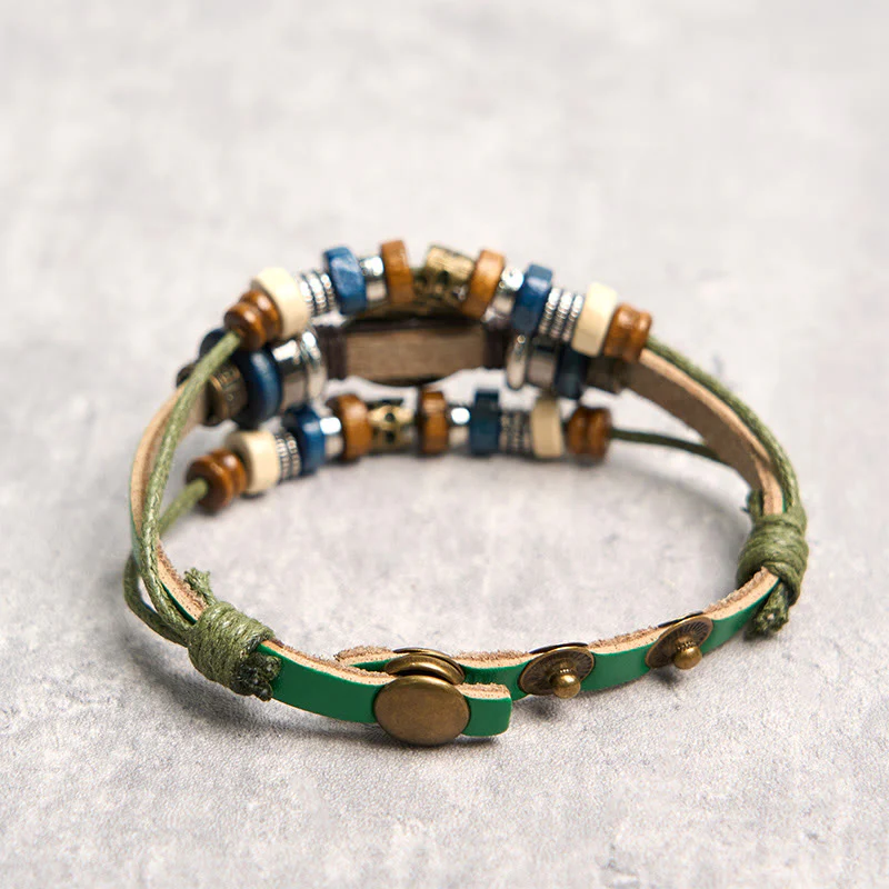 Buddha Stones Tibetan Evil Eye Leather Adjustable Protection Bracelet