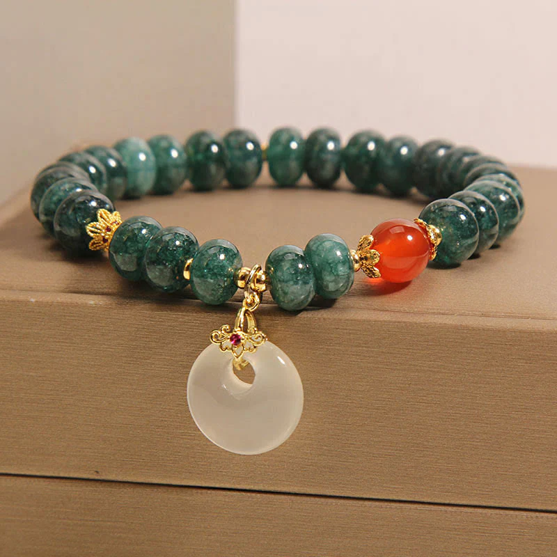 Buddha Stones Blue Jade Beads Peace Buckle Prosperity Bracelet