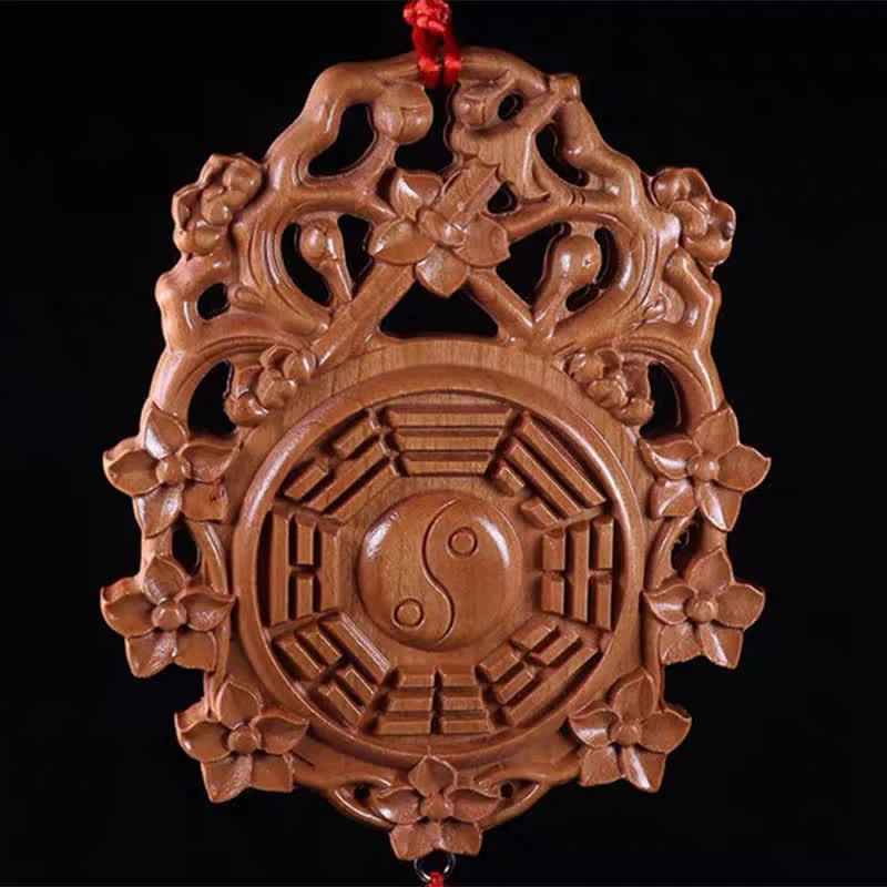 Buddha Stones Feng Shui Bagua Map Peach Wood Chinese Knotting Balance Energy Map