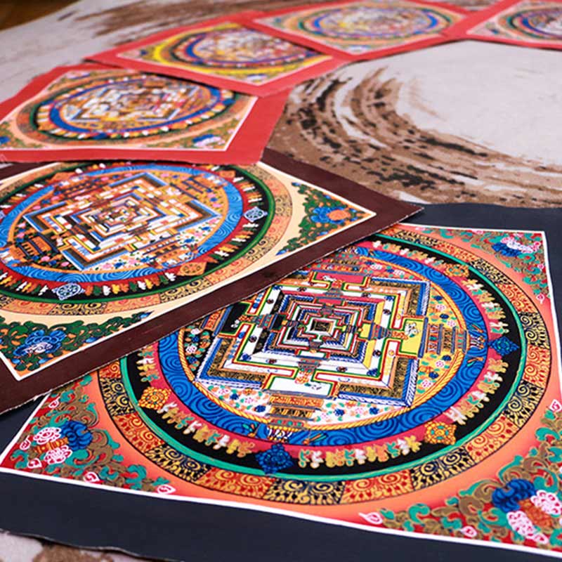 Buddha Stones Tibetan Handmade Thangka Mandala Painting Blind Box Random Color Pattern