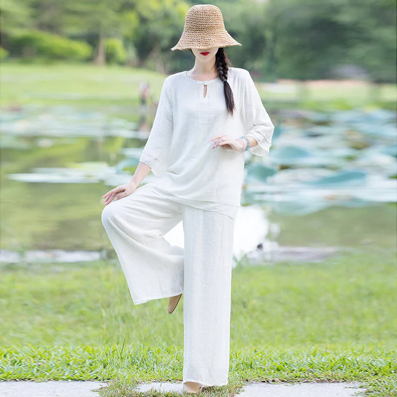 Tai Chi Meditation Prayer Zen Spiritual Morning Practice Clothing Women's Set