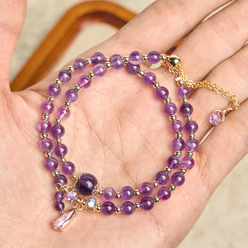 Buddha Stones Natural Amethyst Beads Balance Multi-layer Bracelet
