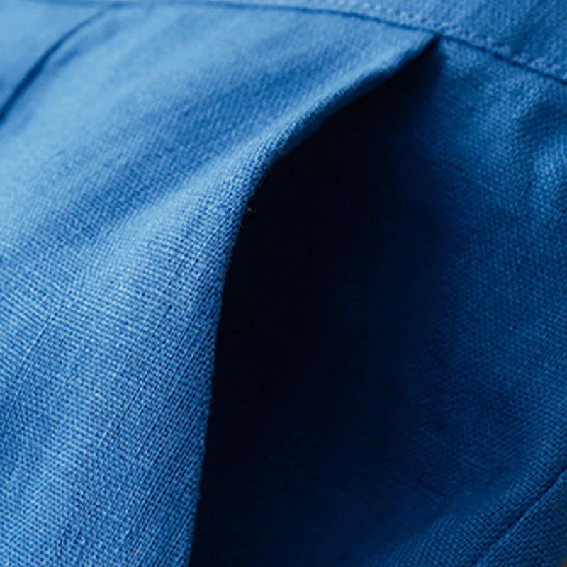 Buddha Stones Summer Casual Simple Design Linen Women's Wide Leg Pants With Zipper Pockets