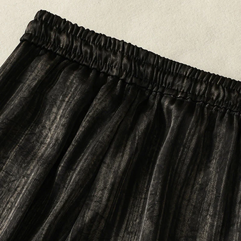 Buddha Stones Artistic Casual Vertical Lines Pattern Drawstring Ankle-length Women's Pants With Pockets