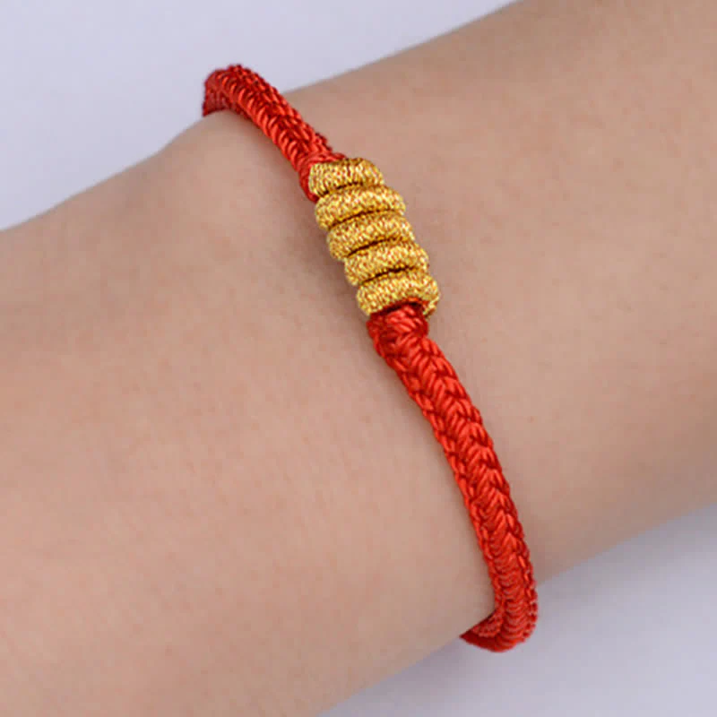 Buddha Stones Handmade Simple Design Chinese Knotting Luck Strength Braid String Bracelet