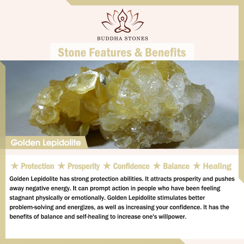 Buddha Stones Natural Golden Lepidolite Protection Prosperity Bracelet