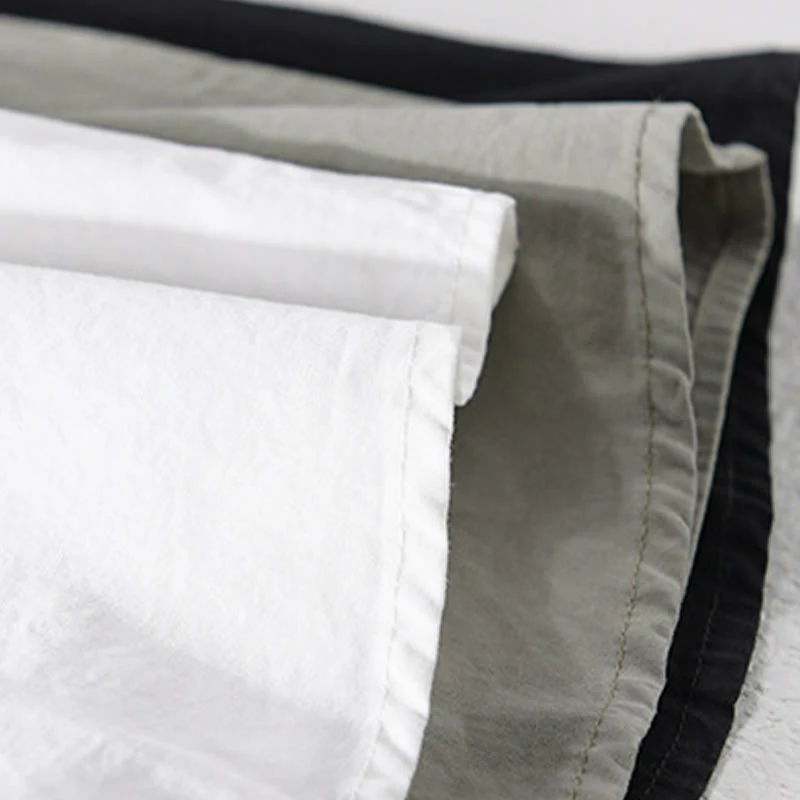 Buddha Stones Spring Daily Line Patchwork Design Lapel Men's Long Sleeve Cotton Linen Shirt With Pockets