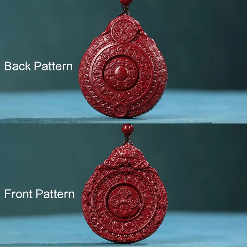 Buddha Stones Chinese Zodiac Natural Cinnabar Bagua Amulet Keep Away Evil Spirits Necklace Pendant