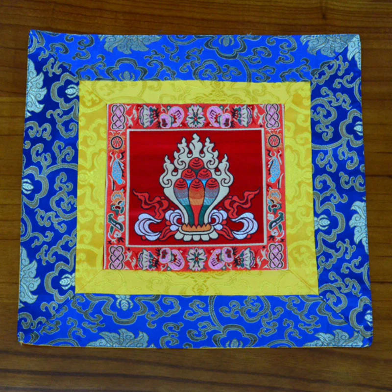 Buddha Stones Prayer Altar Mat Meditation Strength Endless Knot Vajra Man-Bcu Kalachakra Auspicious Symbols