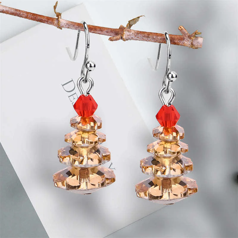 Buddha Stones Various Crystals Christmas Tree Amethyst Peace Healing Drop Earrings