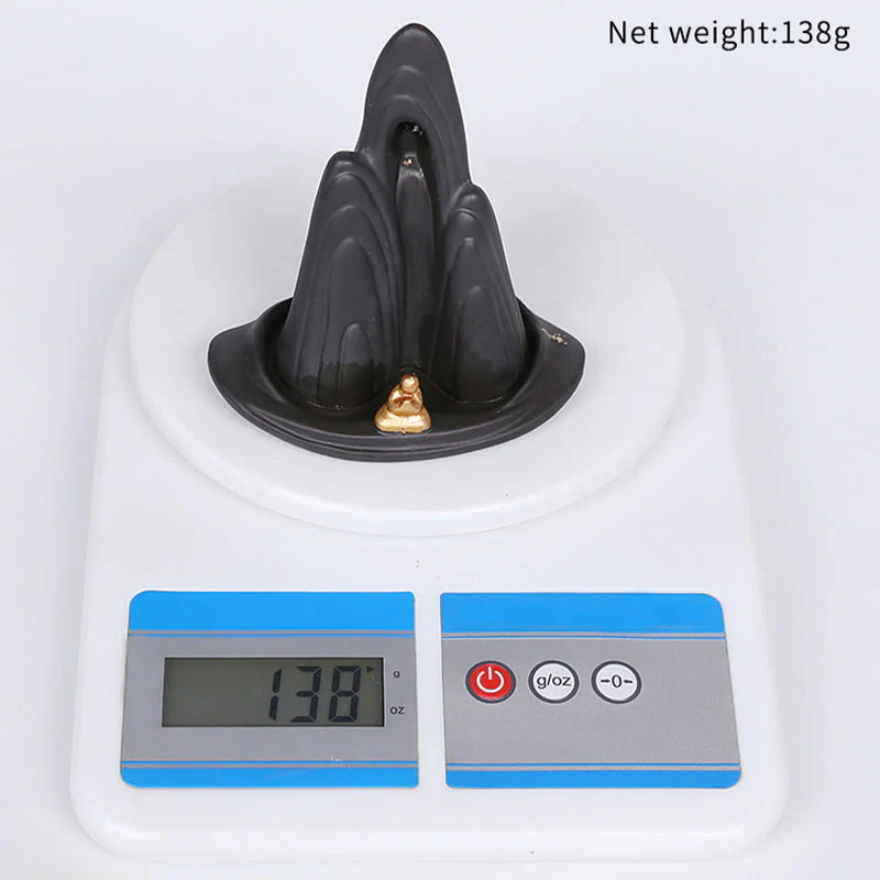 Buddha Stones Little Monk Mountains Flowing Water Purple Clay Ceramic Healing Backflow Incense Burner Decoration