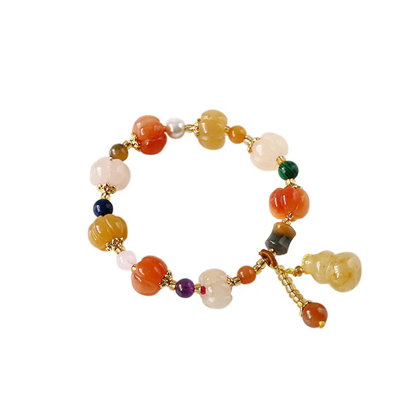 Buddha Stones Natural Golden Silk Jade Crystals Gourd Pixiu Pumpkin Beads Wealth Charm Bracelet