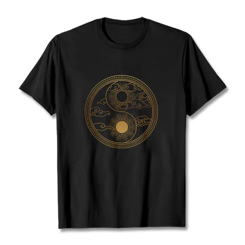 Buddha Stones Yin Yang Sun Auspicious Clouds Tee T-shirt