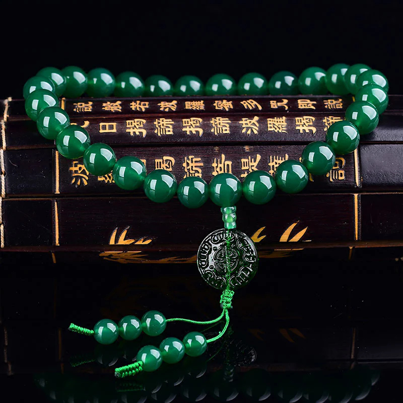Buddha Stones Natural Green Agate Wrist Mala Manifestation Pocket Mala Car Decoration