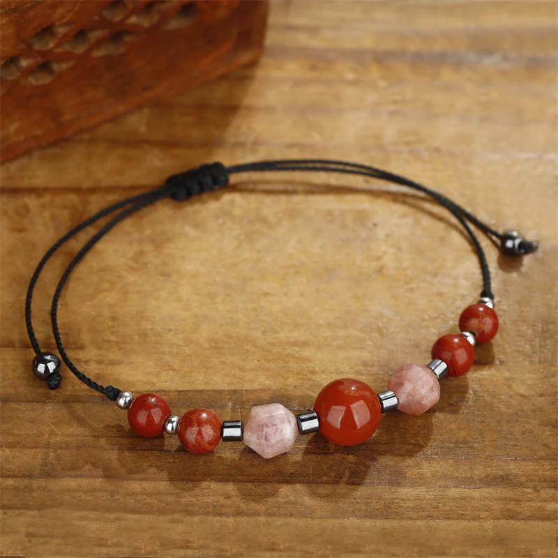 Buddha Stones Believe You Can Carnelian Red Jasper Hematite Sun Stone Positive Bracelet