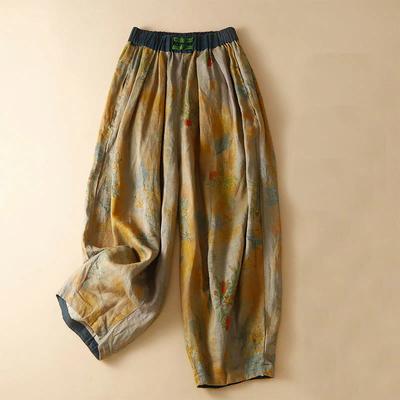Buddha Stones Retro Casual Chinese Frog-Button Design Women's Harem Pants With Pockets