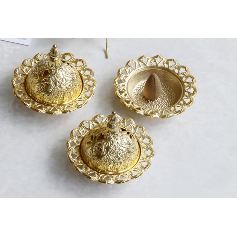 Buddha Stones Tibetan Gold Mini Meditation Incense Burner