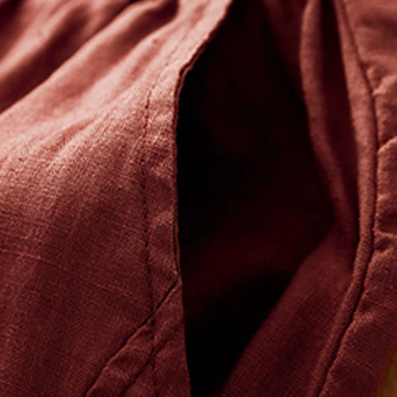 Buddha Stones Casual Plain Cropped Pants Women's Cotton Linen Harem Pants With Pockets