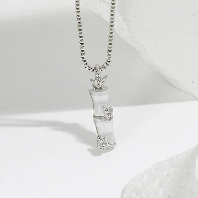 Buddha Stones Chalcedony Bamboo Pattern Harmony Necklace Pendant