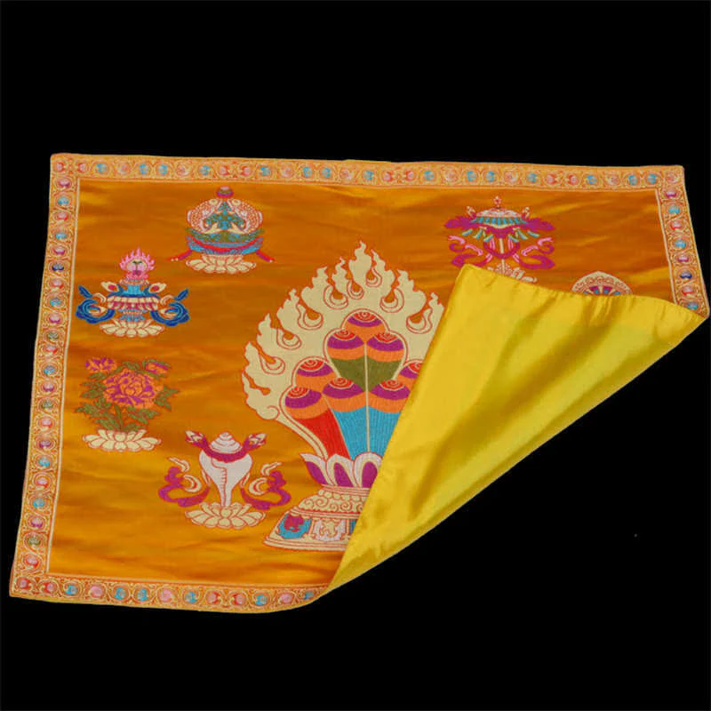 Buddha Stones Prayer Altar Mat Healing Meditation 8 Auspicious Symbols Mat