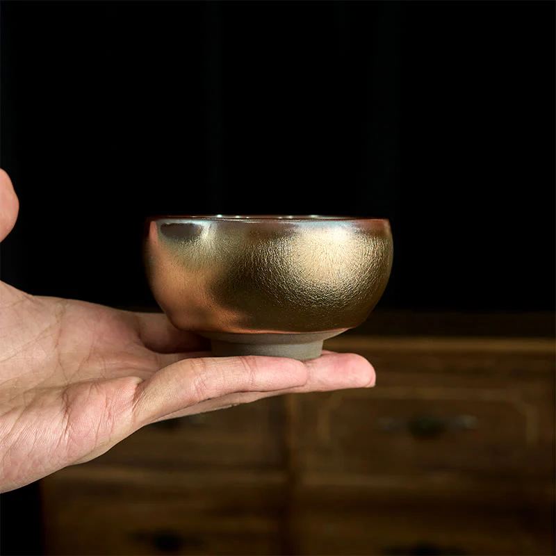 Buddha Stones Handmade Chinese Jianzhan Koi Fish Lotus Leaf Ceramic Teacup Kung Fu Tea Cup 150ml