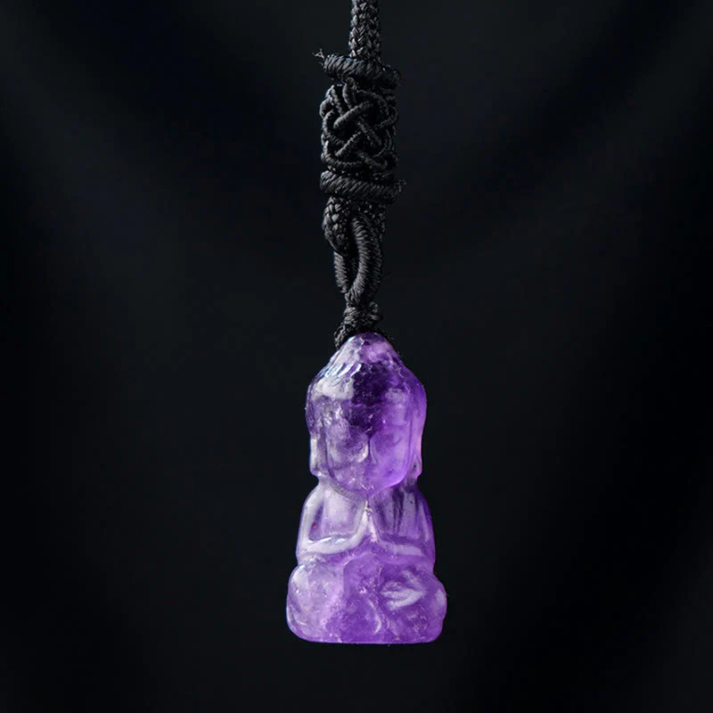 Buddha Stones Various Crystal Amethyst Pink Crystal White Crystal Citrine Buddha Carved Spiritual Healing Necklace Pendant Decoration (Extra 30% Off | USE CODE: FS30)