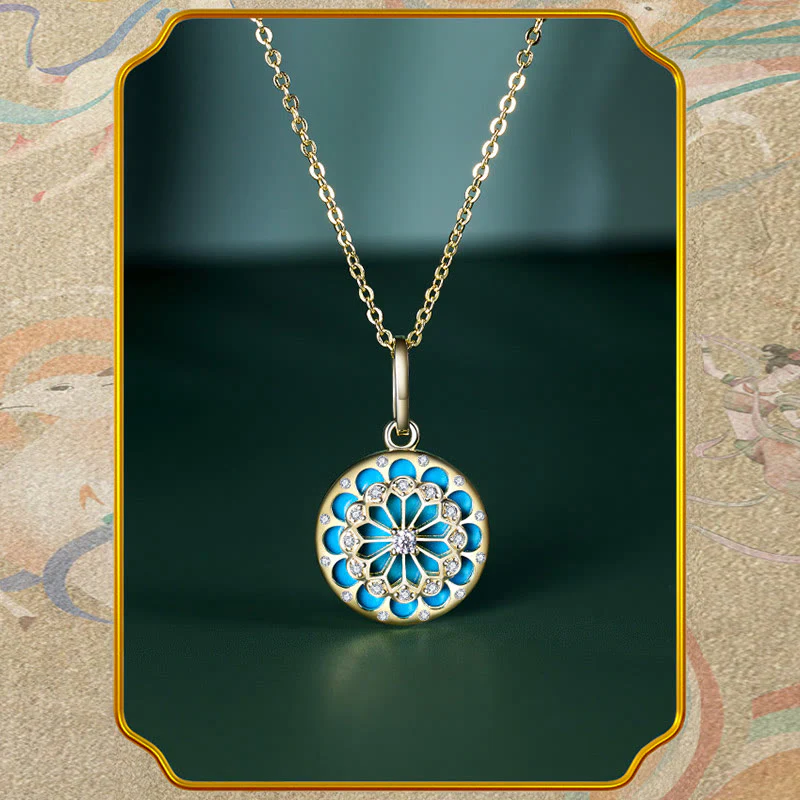 Buddha Stones 925 Sterling Silver Round Turquoise Zircon Protection Strength Necklace Pendant
