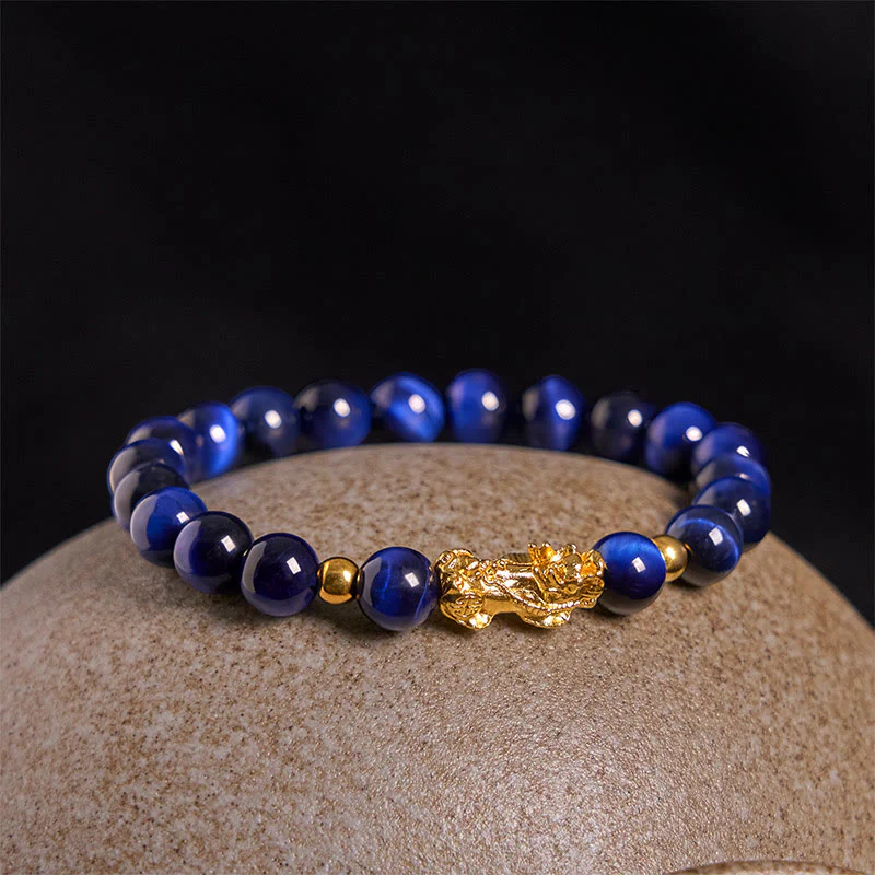 Buddha Stones Various Color Tiger Eye Beads Pixiu Wealth Courage Bracelet
